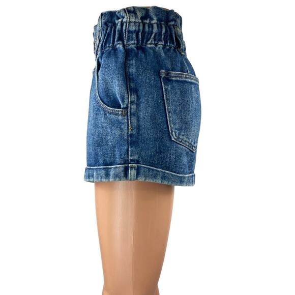 Pacsun Women's Blue High Waisted Elasitc Paperbag Mom Denim Jean Shorts Size 26 - Picture 2 of 5